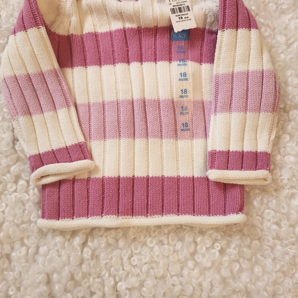 BNWT The Children's Place Cute Pink and White Striped Sweater Bsby 18 Months - Picture 4 of 7